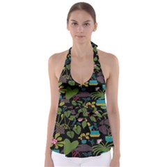Wreaths Flower Floral Leaf Rose Sunflower Green Yellow Black Babydoll Tankini Top by Mariart