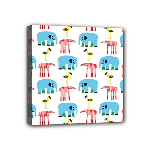 Animals Elephants Giraffes Bird Cranes Swan Mini Canvas 4  X 4 