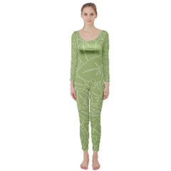 Blender Greenery Leaf Green Long Sleeve Catsuit by Mariart