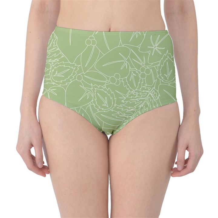 Blender Greenery Leaf Green High-Waist Bikini Bottoms