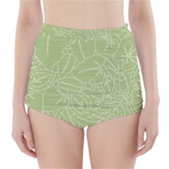 Blender Greenery Leaf Green High-waisted Bikini Bottoms by Mariart