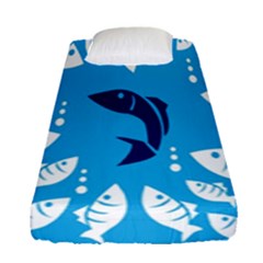 Blue Fish Tuna Sea Beach Swim White Predator Water Fitted Sheet (single Size) by Mariart