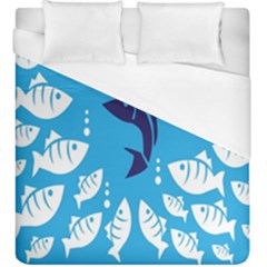 Blue Fish Tuna Sea Beach Swim White Predator Water Duvet Cover (king Size) by Mariart