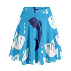Blue Fish Tuna Sea Beach Swim White Predator Water High Waist Skirt by Mariart