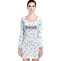 Bubble Balloon Circle Polka Blue Long Sleeve Velvet Bodycon Dress