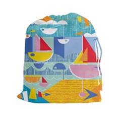 Boats Ship Sea Beach Drawstring Pouches (xxl) by Mariart