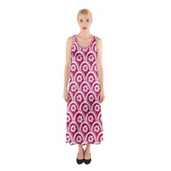 Botanical Gardens Sunflower Red White Circle Sleeveless Maxi Dress