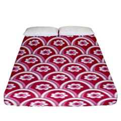 Botanical Gardens Sunflower Red White Circle Fitted Sheet (King Size)