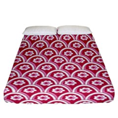 Botanical Gardens Sunflower Red White Circle Fitted Sheet (California King Size)