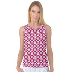 Botanical Gardens Sunflower Red White Circle Women s Basketball Tank Top