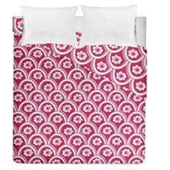 Botanical Gardens Sunflower Red White Circle Duvet Cover Double Side (Queen Size)