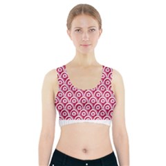 Botanical Gardens Sunflower Red White Circle Sports Bra With Pocket by Mariart