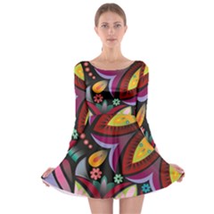 Flower Floral Sunflower Rose Color Rainbow Circle Polka Long Sleeve Skater Dress