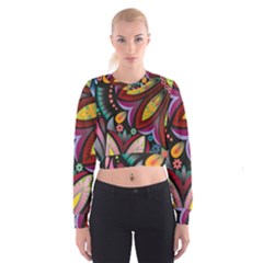 Flower Floral Sunflower Rose Color Rainbow Circle Polka Cropped Sweatshirt