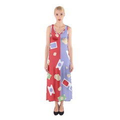 Glasses Red Blue Green Cloud Line Cart Sleeveless Maxi Dress by Mariart