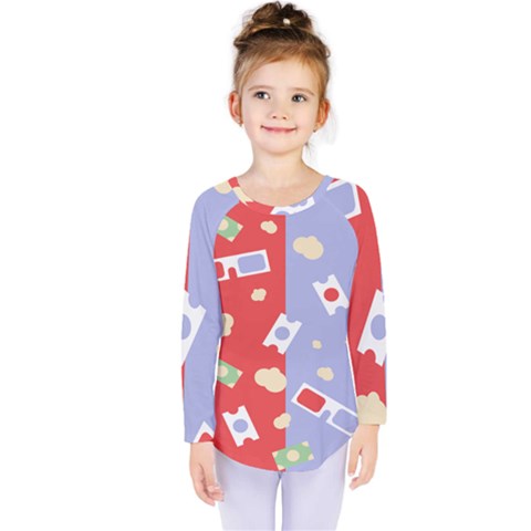 Glasses Red Blue Green Cloud Line Cart Kids  Long Sleeve Tee by Mariart