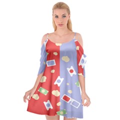 Glasses Red Blue Green Cloud Line Cart Cutout Spaghetti Strap Chiffon Dress