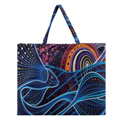 Fish Out Of Water Monster Space Rainbow Circle Polka Line Wave Chevron Star Zipper Large Tote Bag