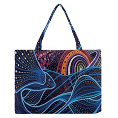 Fish Out Of Water Monster Space Rainbow Circle Polka Line Wave Chevron Star Medium Zipper Tote Bag