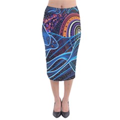 Fish Out Of Water Monster Space Rainbow Circle Polka Line Wave Chevron Star Velvet Midi Pencil Skirt