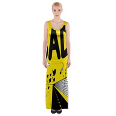 Have Meant  Tech Science Future Sad Yellow Street Maxi Thigh Split Dress