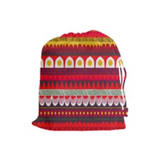 Fabric Aztec Red Line Polka Circle Wave Chevron Star Drawstring Pouches (large)  by Mariart