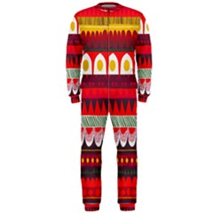 Fabric Aztec Red Line Polka Circle Wave Chevron Star Onepiece Jumpsuit (men) 