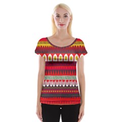 Fabric Aztec Red Line Polka Circle Wave Chevron Star Women s Cap Sleeve Top by Mariart