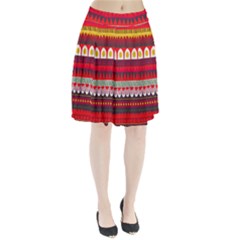 Fabric Aztec Red Line Polka Circle Wave Chevron Star Pleated Skirt by Mariart