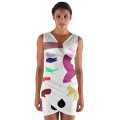 Plushie Color Rainbow Brown Purple Yellow Green Black Wrap Front Bodycon Dress by Mariart