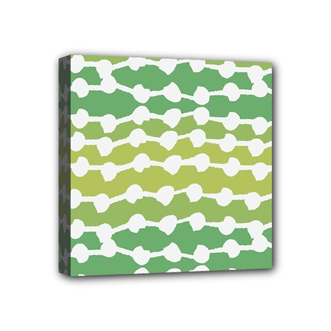 Polkadot Polka Circle Round Line Wave Chevron Waves Green White Mini Canvas 4  X 4  by Mariart