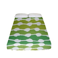 Polkadot Polka Circle Round Line Wave Chevron Waves Green White Fitted Sheet (full/ Double Size) by Mariart