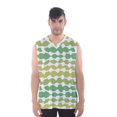 Polkadot Polka Circle Round Line Wave Chevron Waves Green White Men s Basketball Tank Top by Mariart