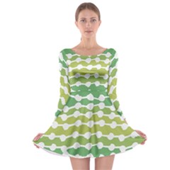 Polkadot Polka Circle Round Line Wave Chevron Waves Green White Long Sleeve Skater Dress by Mariart