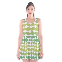 Polkadot Polka Circle Round Line Wave Chevron Waves Green White Scoop Neck Skater Dress