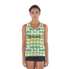 Polkadot Polka Circle Round Line Wave Chevron Waves Green White Women s Sport Tank Top  by Mariart