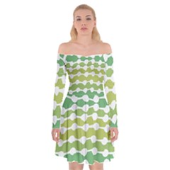 Polkadot Polka Circle Round Line Wave Chevron Waves Green White Off Shoulder Skater Dress by Mariart