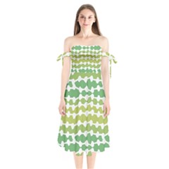 Polkadot Polka Circle Round Line Wave Chevron Waves Green White Shoulder Tie Bardot Midi Dress by Mariart