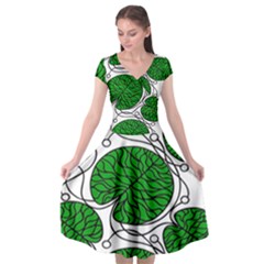 Leaf Green Cap Sleeve Wrap Front Dress