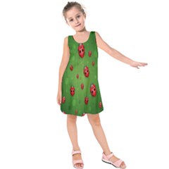 Ladybugs Red Leaf Green Polka Animals Insect Kids  Sleeveless Dress by Mariart