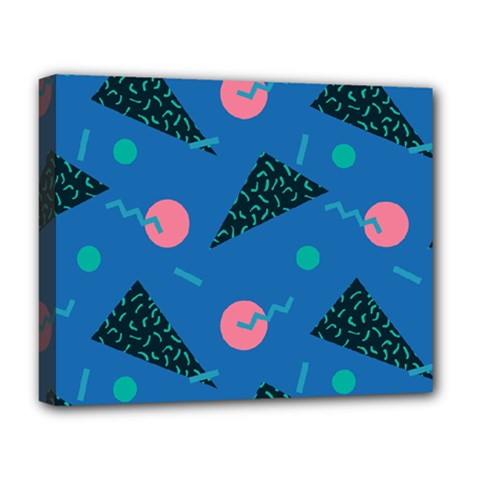 Seamless Triangle Circle Blue Waves Pink Deluxe Canvas 20  X 16  