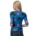 Seamless Triangle Circle Blue Waves Pink Quarter Sleeve Tee View2