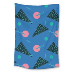 Seamless Triangle Circle Blue Waves Pink Large Tapestry