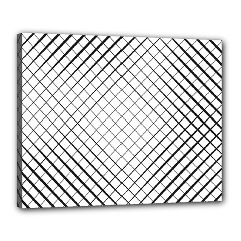Simple Pattern Waves Plaid Black White Canvas 20  X 16 