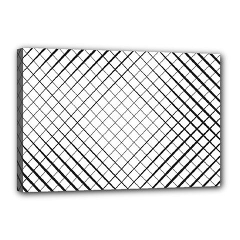 Simple Pattern Waves Plaid Black White Canvas 18  X 12 