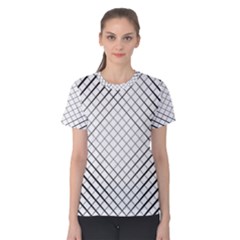 Simple Pattern Waves Plaid Black White Women s Cotton Tee