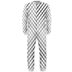 Simple Pattern Waves Plaid Black White Onepiece Jumpsuit (men) 