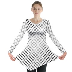 Simple Pattern Waves Plaid Black White Long Sleeve Tunic  by Mariart