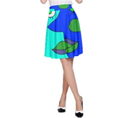 Visual Face Blue Orange Green Mask A-line Skirt by Mariart