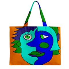 Visual Face Blue Orange Green Mask Zipper Mini Tote Bag